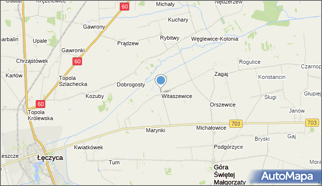 mapa Witaszewice, Witaszewice na mapie Targeo